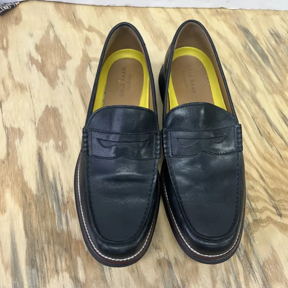 Cole Haan Grand.ØS Black Leather Slip-On Loafer Dress Shoes Men 11M Preppy